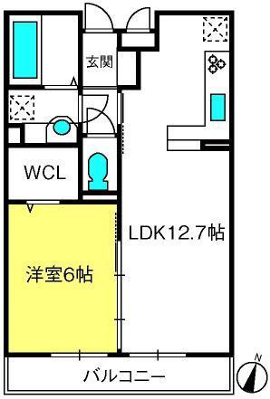 サウンドビュー(1LDK/1階)の間取り写真