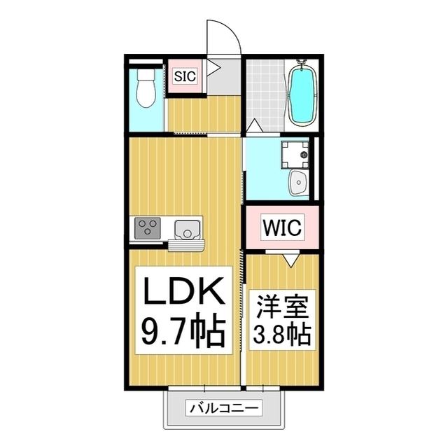 RIVERAIN南(1LDK/2階)の間取り写真