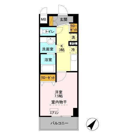 レッドウッドIII(1K/3階)の間取り写真