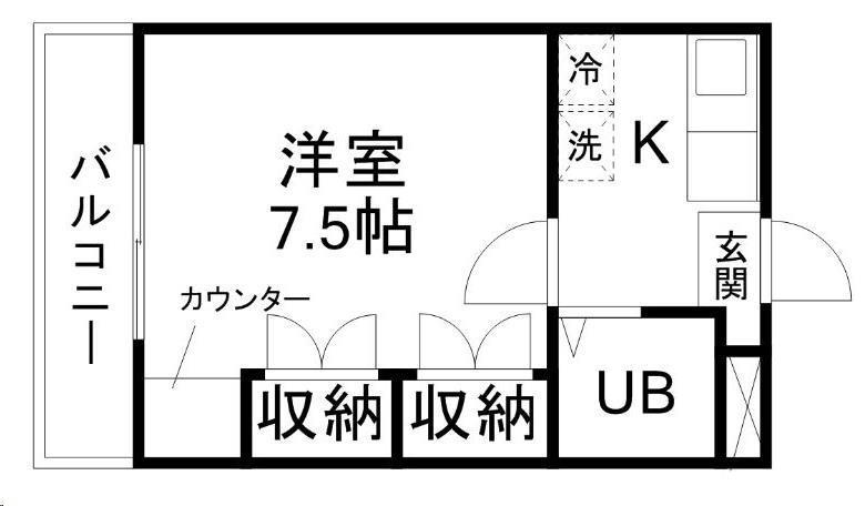 コーポ宮町(1K/1階)の間取り写真