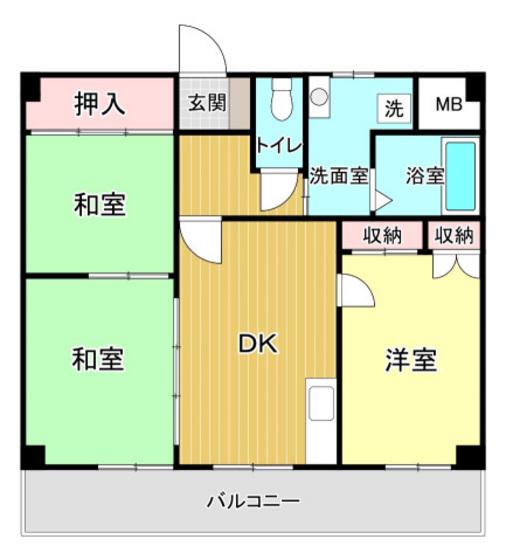 功野マンション(3DK/2階)の間取り写真