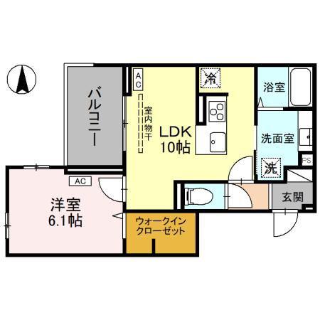 オルテンシア別所(1LDK/2階)の間取り写真