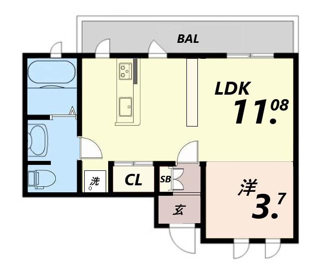 BOULEAU BLANC(1LDK/1階)の間取り写真