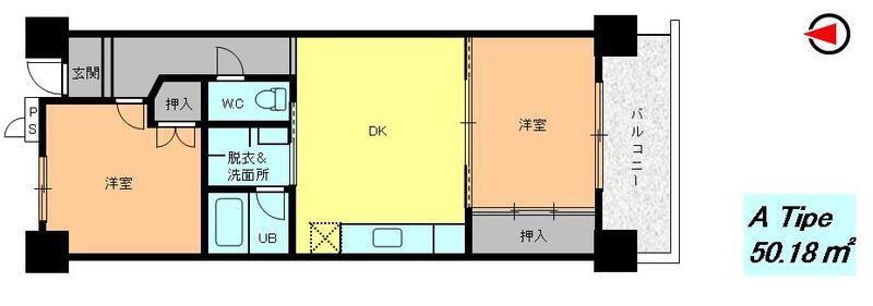 クリスタルシャトウ(2LDK/3階)の間取り写真