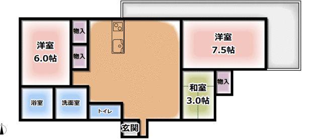 杉山ビル(2SLDK/2階)の間取り写真