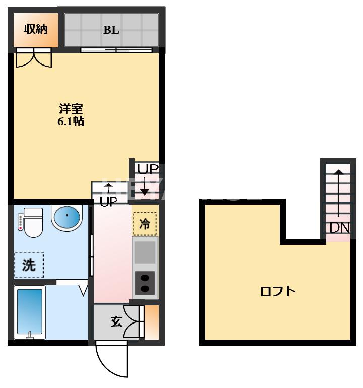TATEDASU永昌B(1SK/1階)の間取り写真
