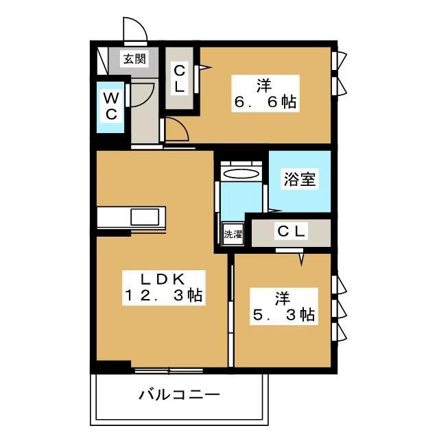 セジュール師岡町(2LDK/1階)の間取り写真