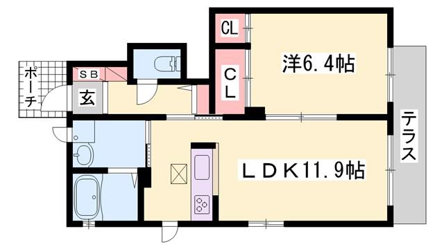 ルーナII(1LDK/1階)の間取り写真