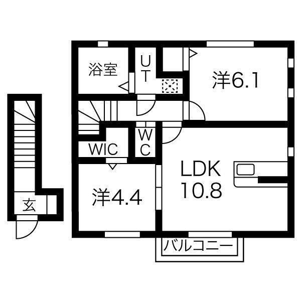 DI AMANT DEUX棟(2LDK/2階)の間取り写真