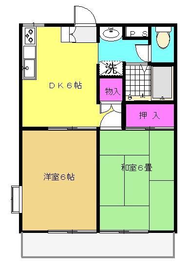 エステート下山口(2DK/2階)の間取り写真