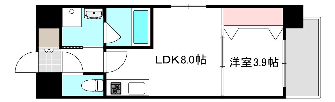 BONHEUR宇品海岸二丁目(1LDK/8階)の間取り写真
