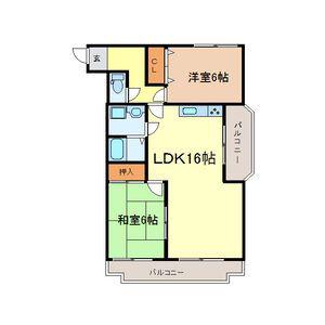 セントラル宮本(2LDK/2階)の間取り写真