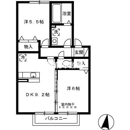 ラトンラヴールI番館(2LDK/2階)の間取り写真