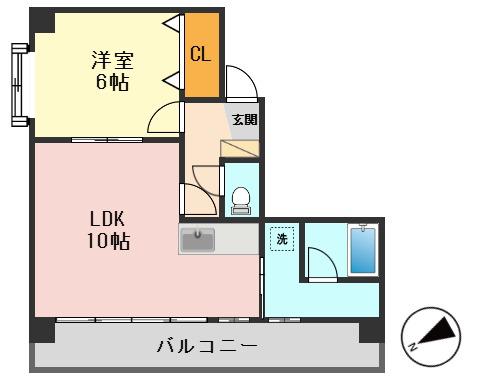 大坪ビル(1LDK/5階)の間取り写真