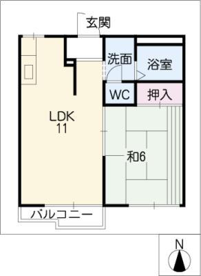 ラフォーレII(1LDK/2階)の間取り写真