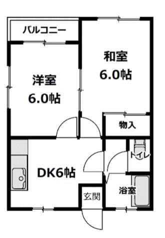 シャトレー鈴木(2DK/2階)の間取り写真