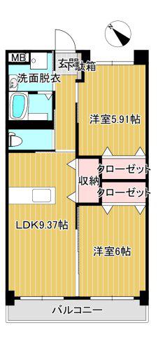 リバーサイド串間天神(2LDK/3階)の間取り写真