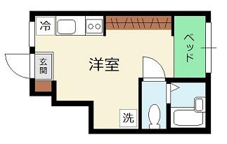 リヴィエール口田II(ワンルーム/1階)の間取り写真