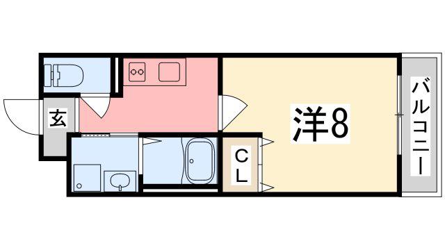クローバー英賀保駅前(1K/5階)の間取り写真