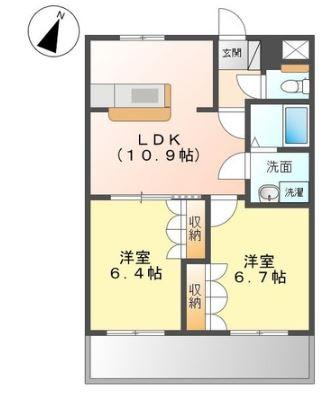プロニティーMABI(2LDK/2階)の間取り写真