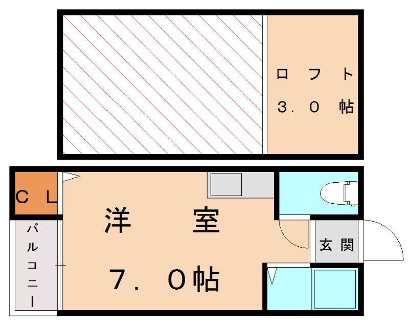 チェリーハイツ(ワンルーム/1階)の間取り写真