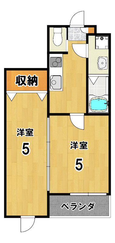 ベレーザ西陣II(2K/2階)の間取り写真
