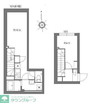 シティウォーク品川中延(1LDK/B1階)の間取り写真