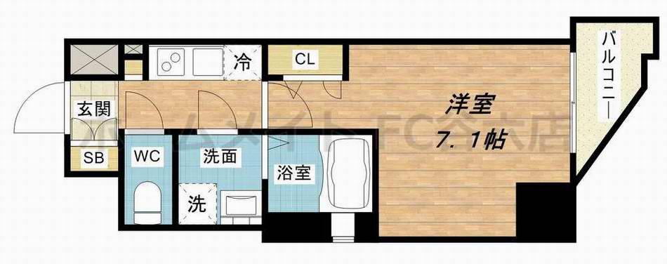 ララプレイス大阪福島ミラ(1K/8階)の間取り写真