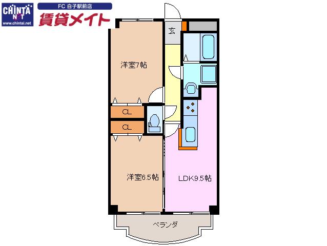 イーストスクエア(2LDK/2階)の間取り写真