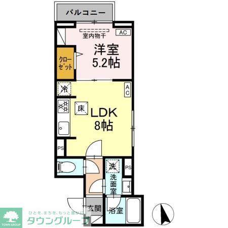 セレスティア前野町(1LDK/1階)の間取り写真
