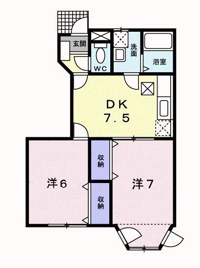 ハイツCANDLEC(2DK/1階)の間取り写真