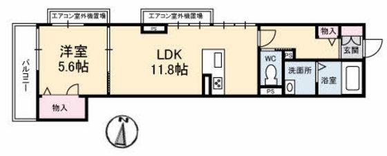 広島電鉄宮島線 楽々園駅 徒歩10分 3階建 築8年(1LDK/2階)の間取り写真