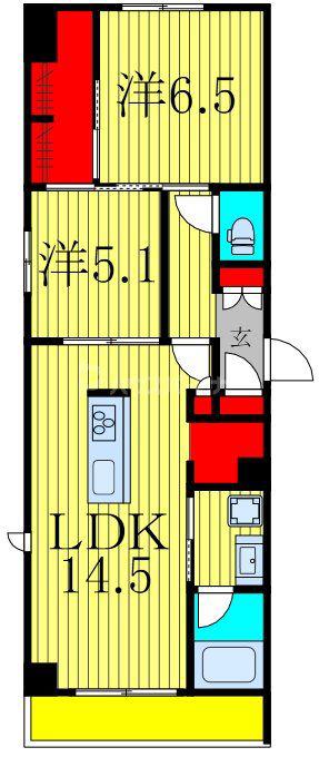 シャーメゾンヒルズ(2LDK/2階)の間取り写真
