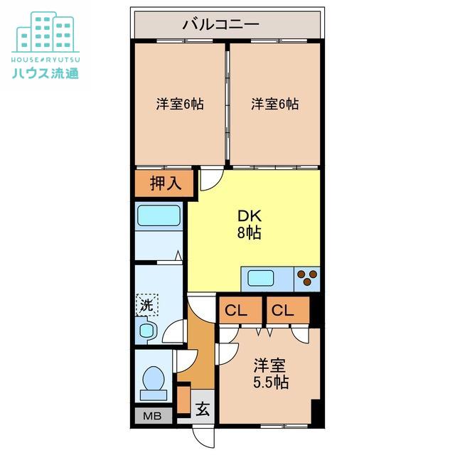 ヴューマンション松尾(3DK/2階)の間取り写真