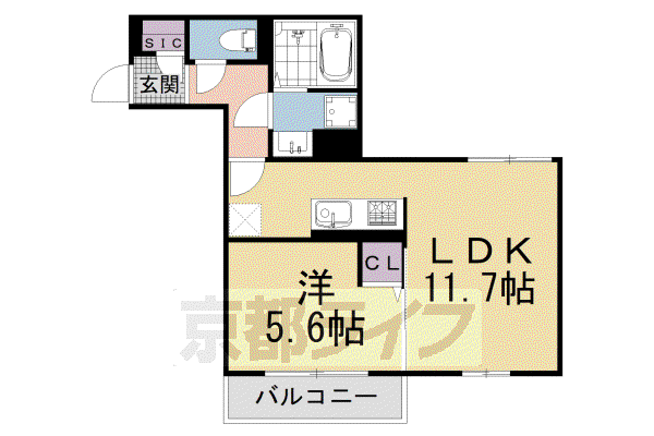 SAKURA COURT北白川(1LDK/3階)の間取り写真