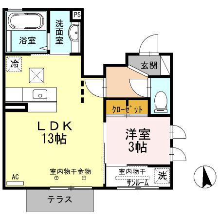 VILLACOURAGE(1LDK/1階)の間取り写真