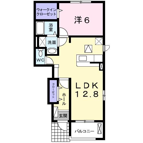 アンソレイエA(1LDK/1階)の間取り写真
