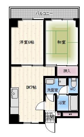 ドミール京町(2DK/3階)の間取り写真