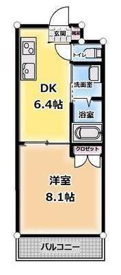 大福マンション薬円台(1DK/3階)の間取り写真