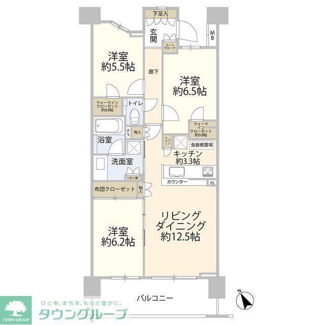 パークホームズ調布桜堤通(3LDK/5階)の間取り写真