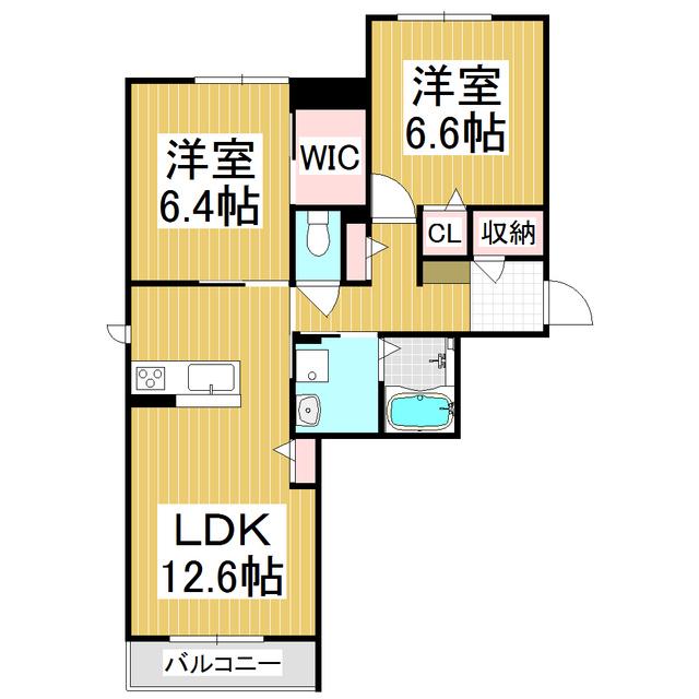 ベレオ・アクシア(2LDK/3階)の間取り写真