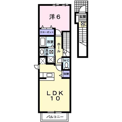 メゾン南(1LDK/2階)の間取り写真