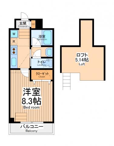 京王線 飛田給駅 徒歩5分 3階建 築18年(1K/2階)の間取り写真