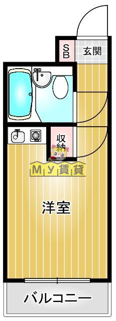 サンハイツ喜多村(ワンルーム/5階)の間取り写真
