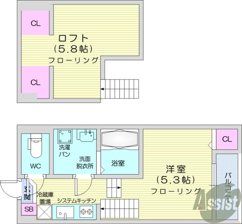 レスパスシュエット(1K/1階)の間取り写真