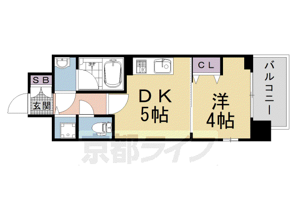 ベラジオ 雅び 京都七条ウエストII(1DK/2階)の間取り写真