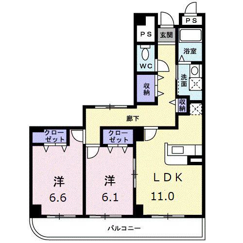 METABO 楠(2LDK/3階)の間取り写真