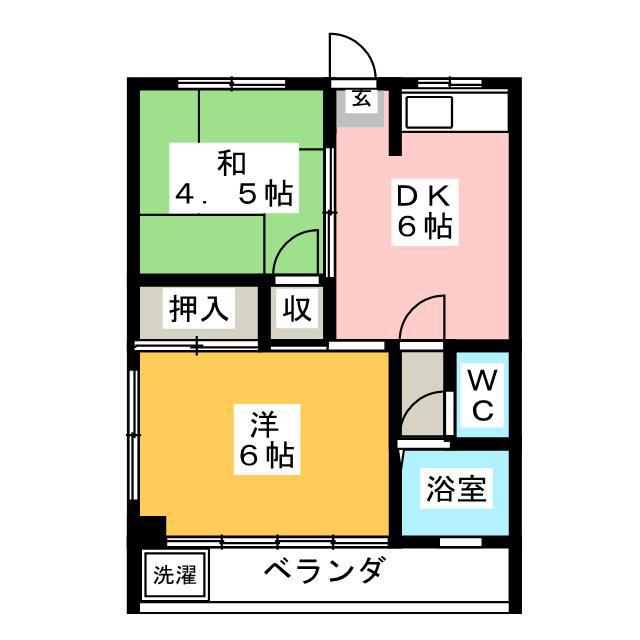 フラワーハイツ(2DK/3階)の間取り写真