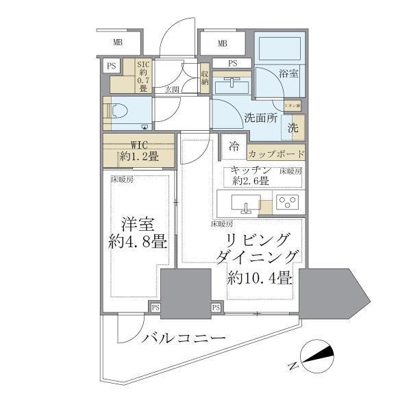 パークタワー東中野グランドエア(1LDK/7階)の間取り写真