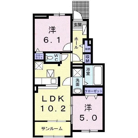 プロフーモ(2LDK/1階)の間取り写真